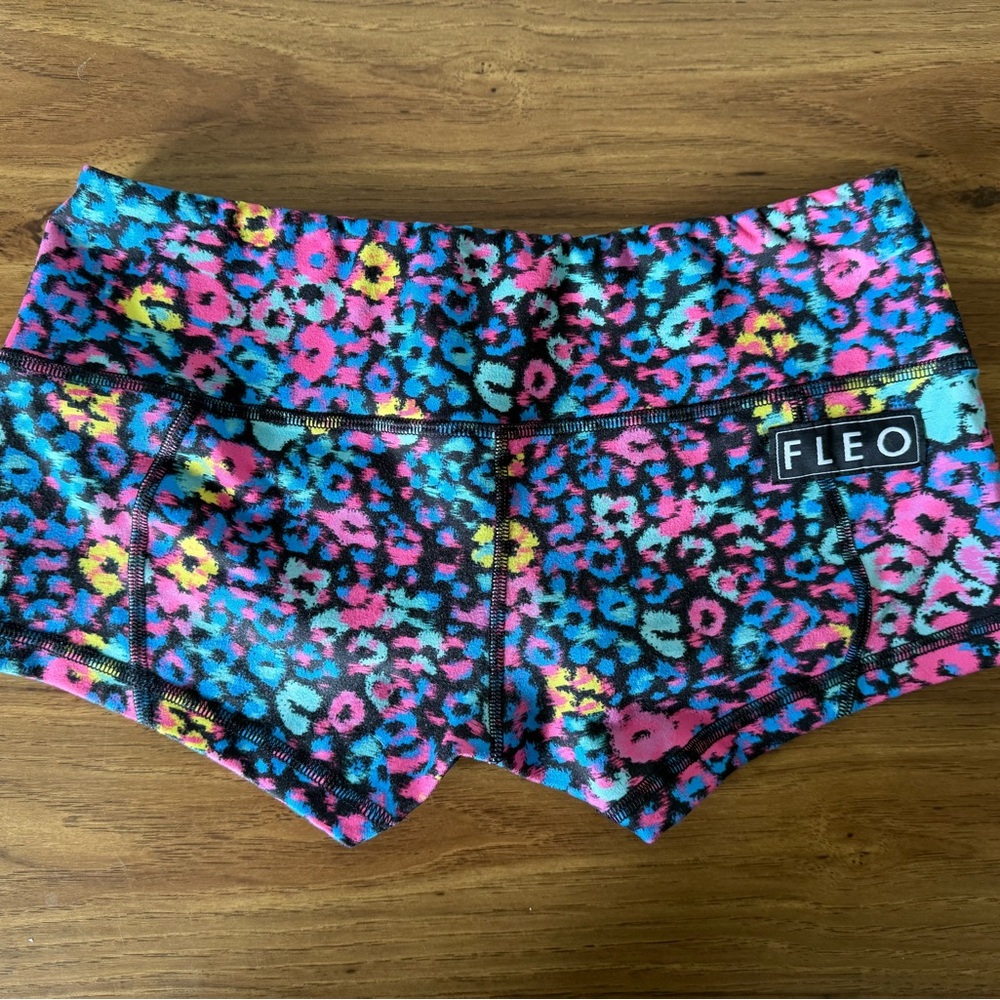 FLEO Neon Leopard Print Shorts Medium